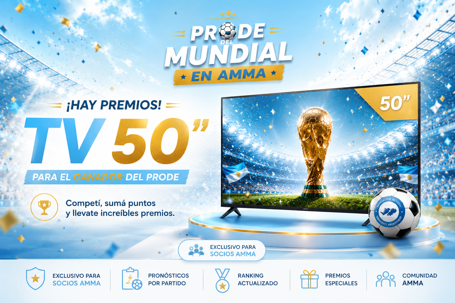 Premio TV LED 50 pulgadas para el ganador del Prode Mundial AMMA